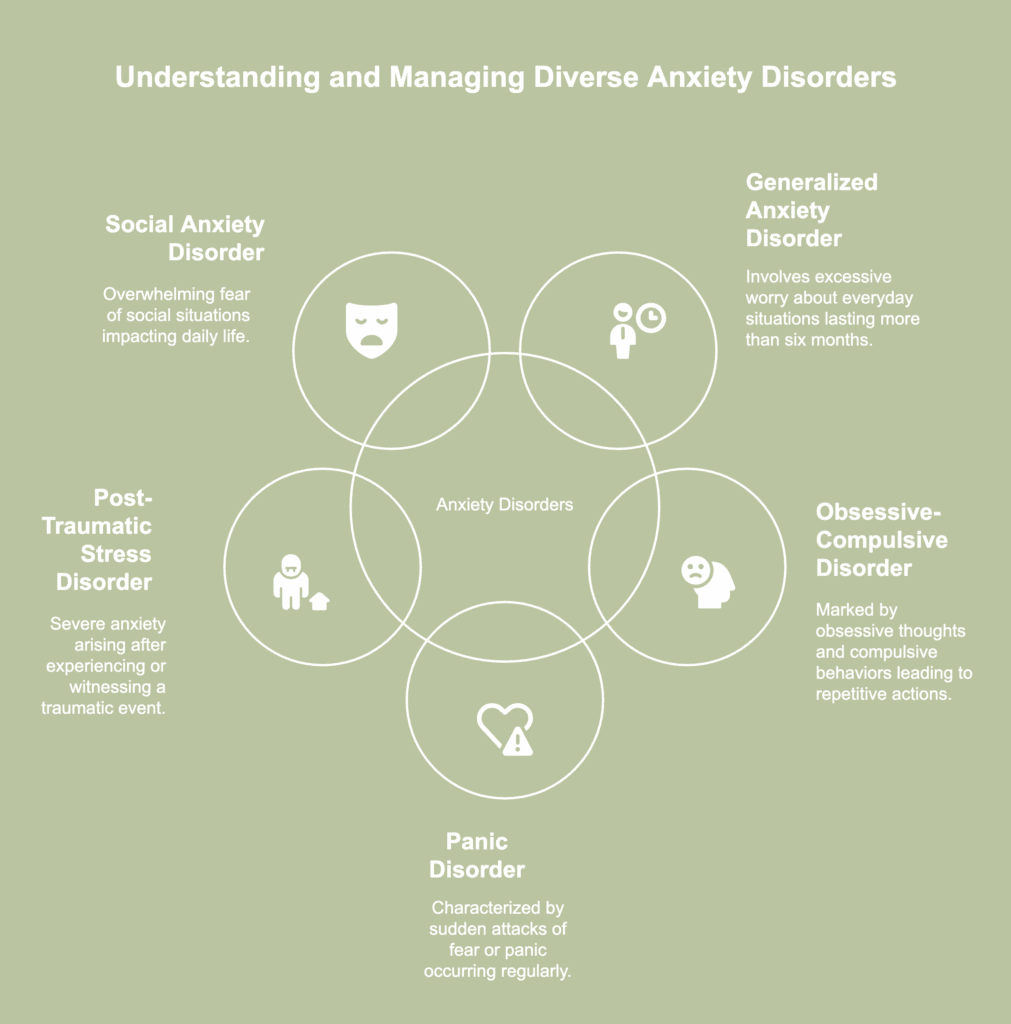 Anxiety Disorders Symptoms and Treatment guide explaining causes, diagnosis, treatment, and mental health support