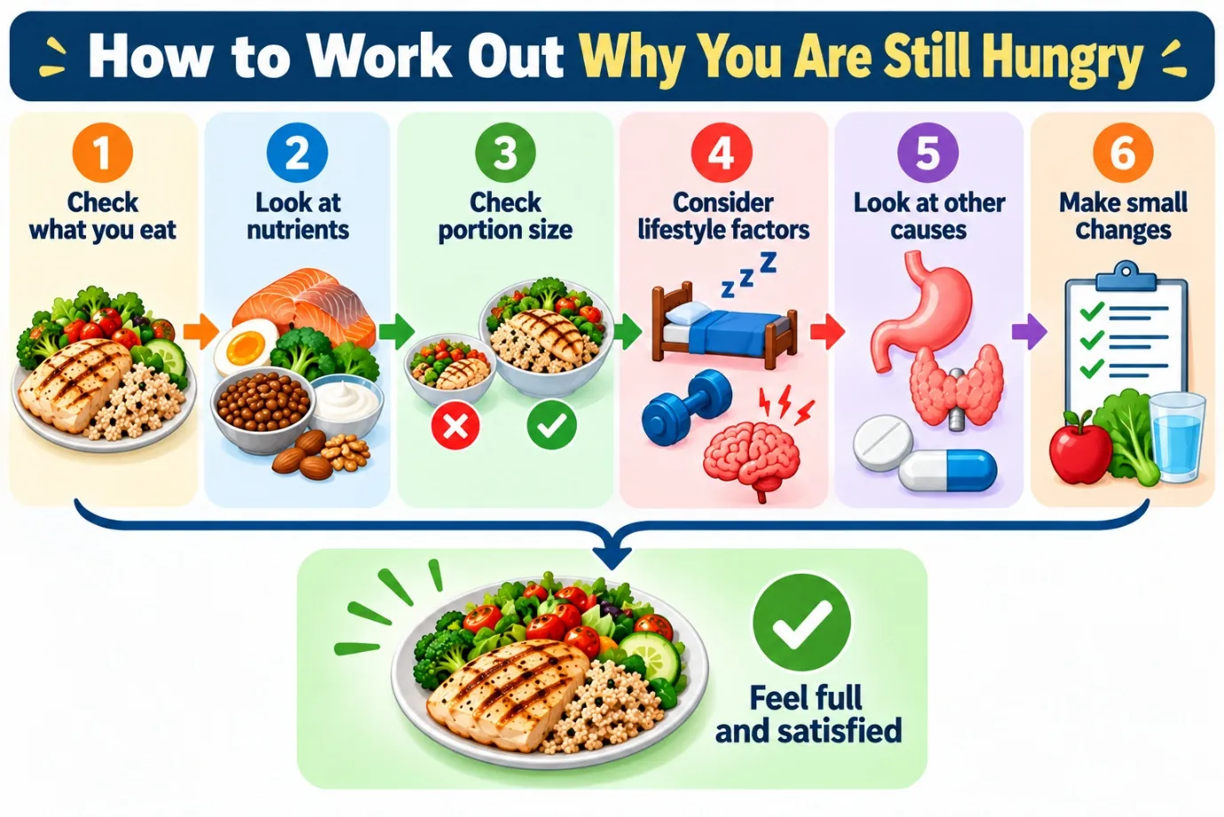Step-by-step guide to working out why you are still hungry after eating healthy meals